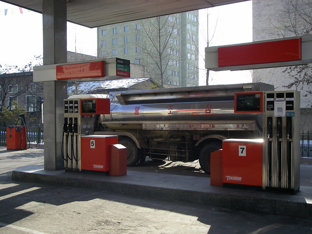 Petrol station of the Diplomatic quarter, Pyongyang | Flickr