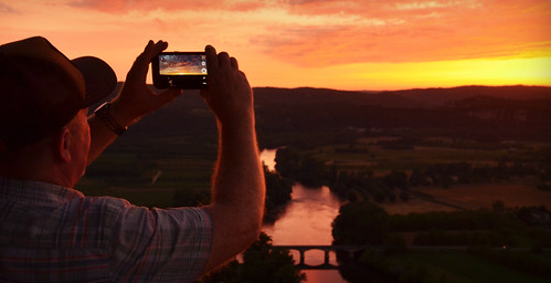 When your Nikon breaks down at the wrong moment by Basse911, .. use your cellphone!

 A beautiful sunset moment in Domme, France. The river Dordogne there down i