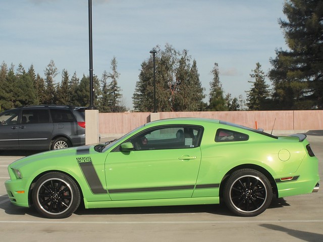Bright green Boss 302 Mustang