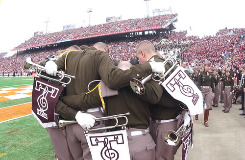 Cadets Huddle Cotton Bowl