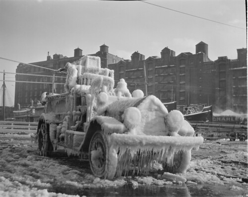 Ice covered fire engine