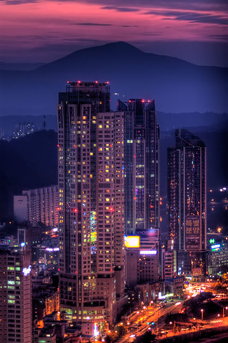 Towers by JTeale, High-rise apartments in Ulsan SOuth Koreasunset rooftop night buildings apartments apartment cloudy