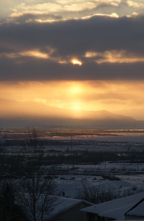 Sunset over Provo Bay and Utah Lake