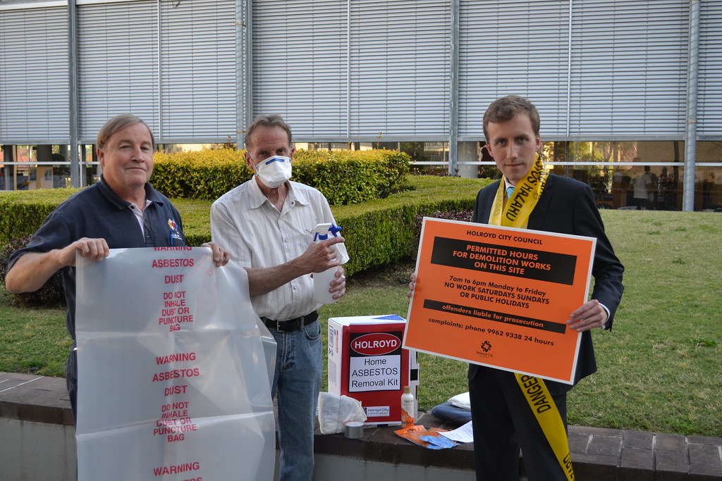 Holroyd Mayor Ross Grove promoting Asbestos Awareness Training with Councillors Greg Cummings and Peter Monaghan