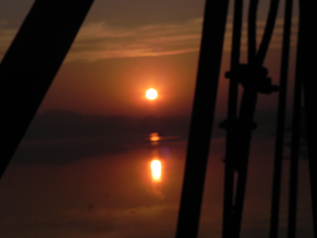 Rising sun from the ship