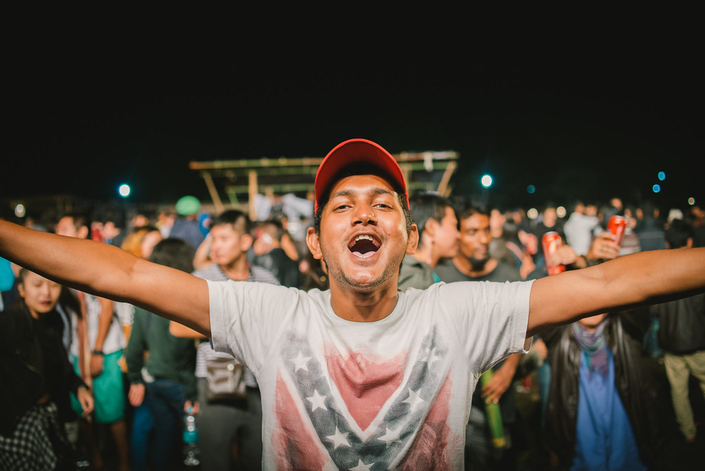 A guy excited in Ziro Music Festival 