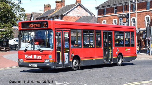 Red Bus of Skegness SN53KKW, a 2003 Transbus Pointer 2 bodied Transbus Dart SLF