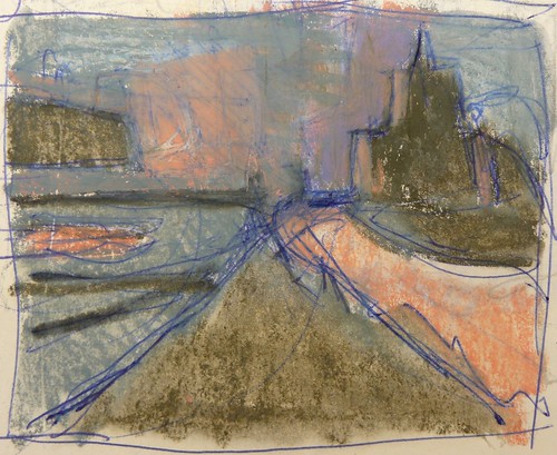 Blik op de rivier (gemengde techniek, 4 x 6 cm)
