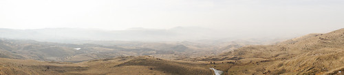 winter lake mountains yellow fog landscape haze armenia vista kotayk voghjaberd
