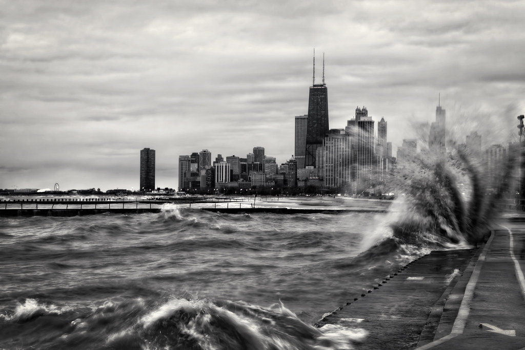 Angry Lake Michigan BW | This was taken during SuperStorm Sa… | Flickr