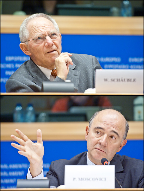 German finance minister Wolfgang Schäuble and French finance minister Pierre Moscovici