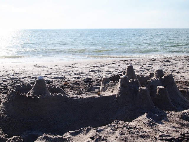 Yursuff visits the sand castle.