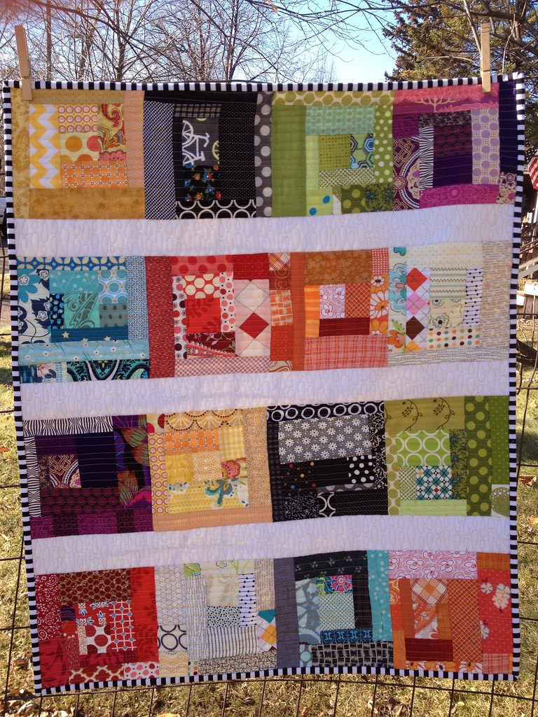 Raindrops in the Rainbow | Scrappy log cabin quilt. Quilted … | Flickr