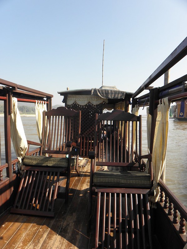 On board a long tail boat on the Mekong, Laos