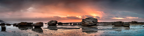 ocean panorama seascape water clouds sunrise rocks pano australia panoramic nsw newsouthwales coalcliff brucehood