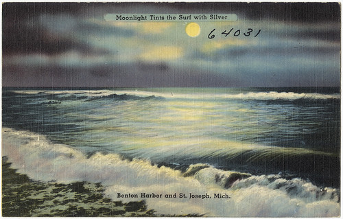 Moonlight tints the surf with silver, Benton Harbor and St… | Flickr