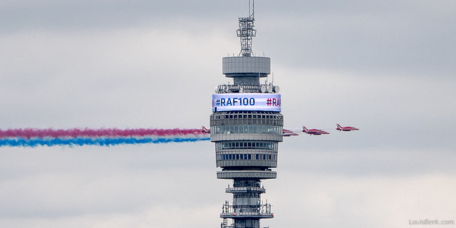 RAF 100th Anniversary Flypast in London, The Red Arrows