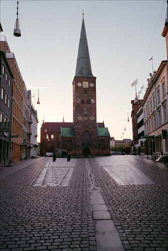 Dawn by Richard Sir, Aarhus City an early morning just before sunrise. An old street and the cathedral. Contax G2, Zeiss