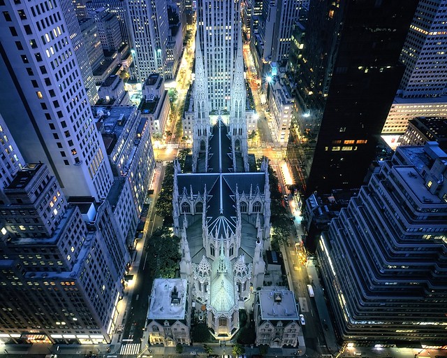 st. patrick's cathedral pre-dawn, new york city