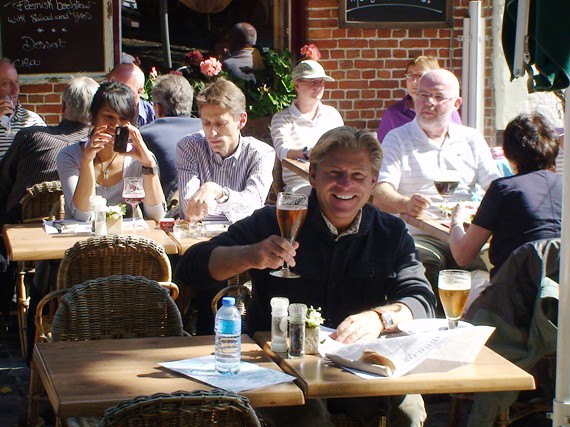 Enjoying a 'blond' beer in Belgium