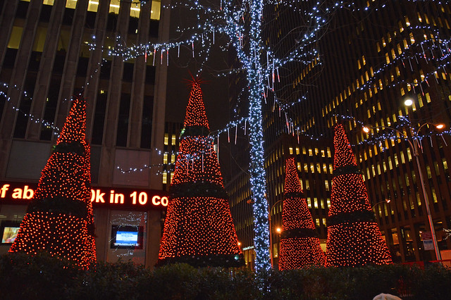 Picture Of Christmas Tree's Taken On 6th Avenue At The News Corporation Building, 1211 Avenue Of The Americas In New York City. Photo taken Friday December 21, 2012