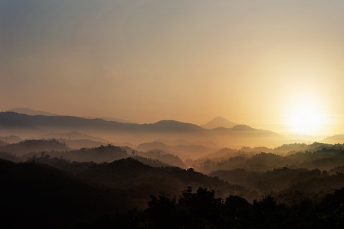 Sunset over mountain by Patrick Foto ;), Sunset over mountain with sea of mist :)