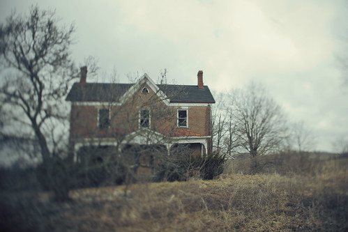 old house cold tree fall abandoned landscape tiltshift