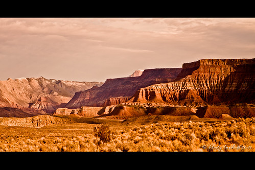 BLUFFS by brady tuckett, Desert and bluffs at sunrise.
Taken with Anamorphic Lens.sunset mountains nature clouds sunrise land