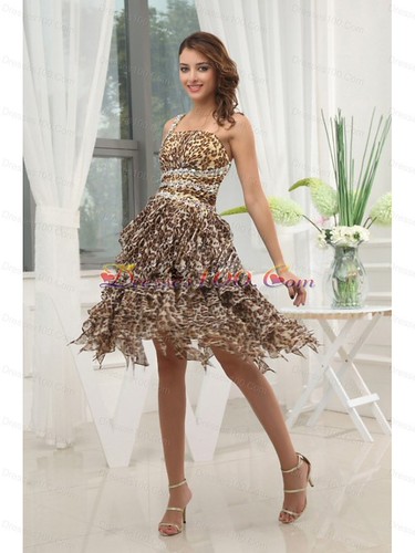 Leopard Chiffon Prom / Cocktail Dress 2013