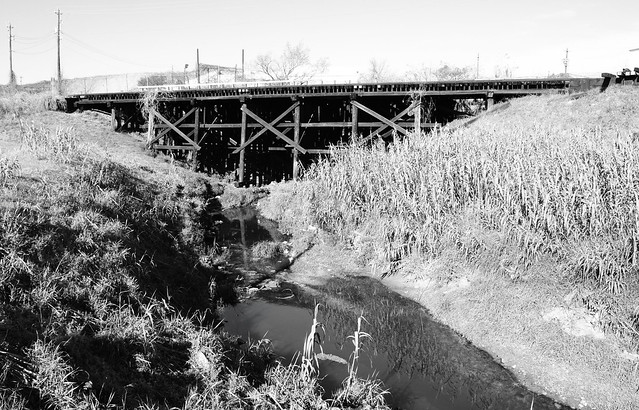 East Railroad Trestle over Country Club Bayou at Hughes Street, Houston, Texas 1302020949BW