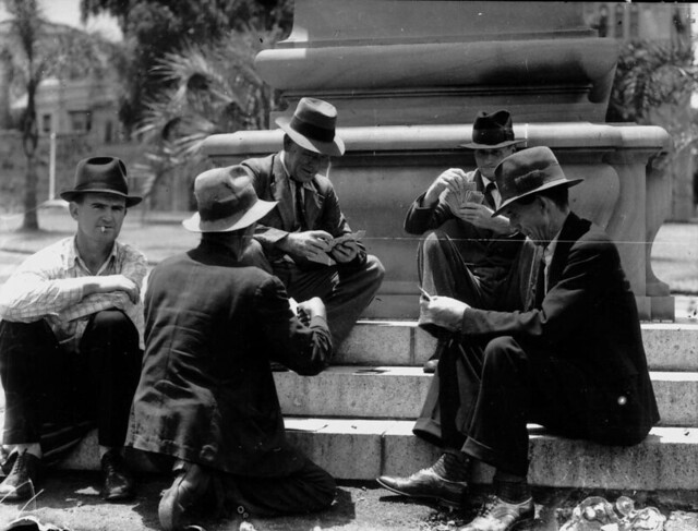 Card players in Centenial Place, Brisbane