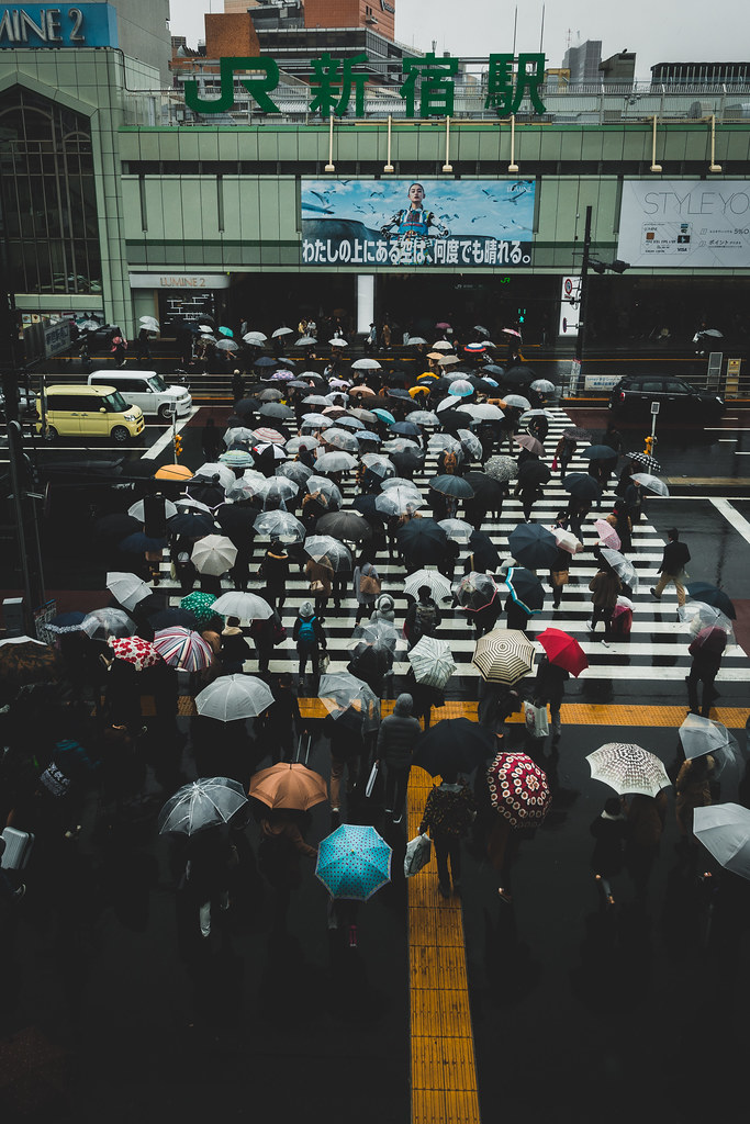 Marching Umbrellas Over Shinjuku