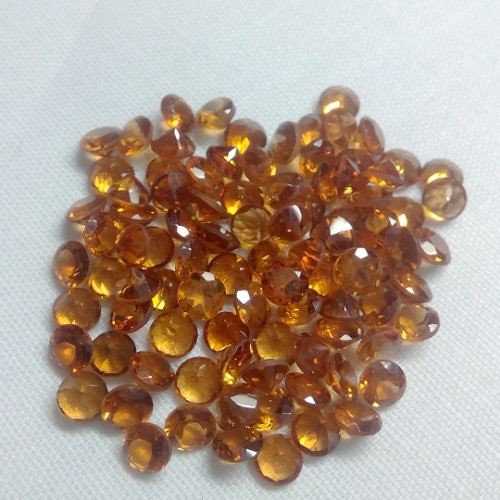 natural hessonite round faceted loose gemstone ;