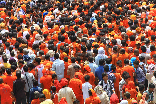 Crowds during another Krishna Festival in Varanasi, India.