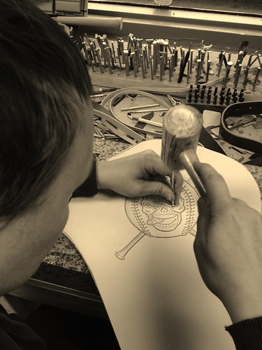 Rich tooling a custom seat for a customer. | by Richard Phillips Leather LLC