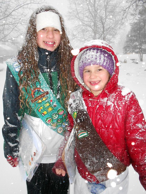 Braving the snowstorm to sell Girl Scout Cookies