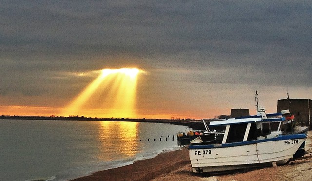 Sunset at fisherman's beach in Hythe today