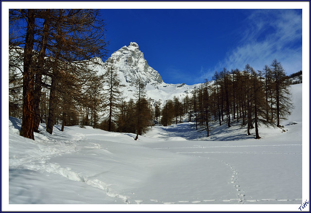 Mount Cervino from Blue Lake snow covered (Explore #155 19/02/2013)