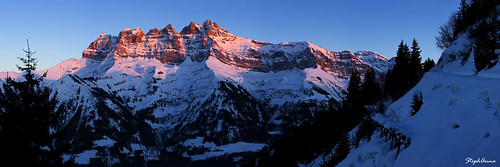 sunset panorama snow mountains alps switzerland valais dentsdumidi stephanna