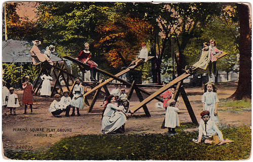 ohio playground children play postcard parks ground 1914 akron akronohio madeintheusa perkinssquare valentinesouvenirco dividedbackera perkinssquareplayground