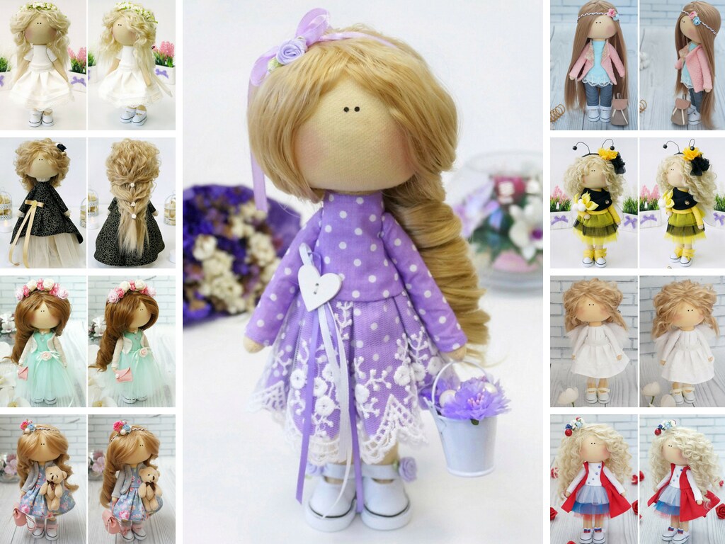 Textile Doll Baby Room Nursery Doll Fabric Doll Tilda Doll Collection Art Doll Unique Purple Soft Doll Cloth Rag Doll Mu\u00f1ecas by Natalia P