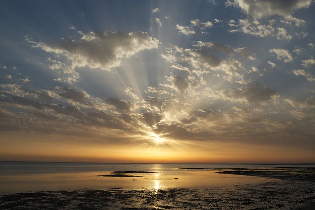Sunrise over Kuwait during low-tide