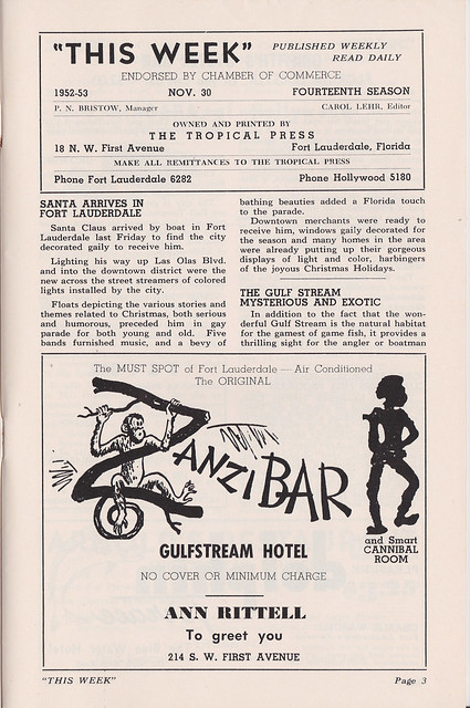 Fort Lauderdale, Florida Tourist Guide, 1952