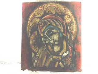 Maica Domnului cu Pruncul - icoana pictata pe lemn Maria Stefanian 2001