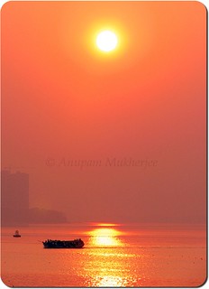 Sunset over the river Ganges, Kolkata
