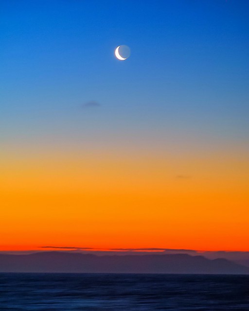 Sunset Moon over New Zealand