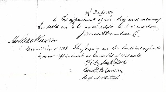 Nairnshire Constabulary  - June 1858