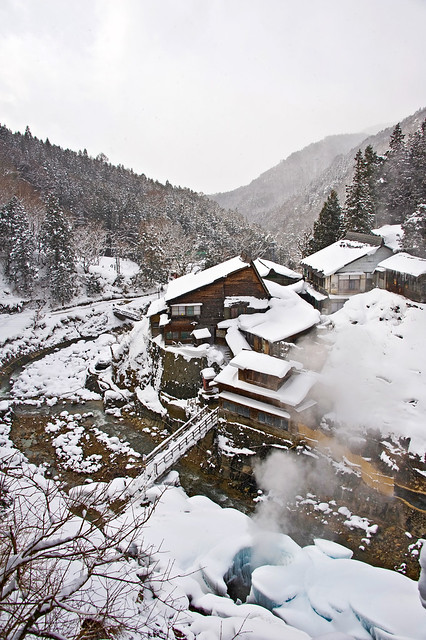 Looking Down On Winter Hot Springs Resort