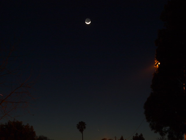M3135558 Moon w PanStarrs comet w street light 6s 44mm f63 iso200