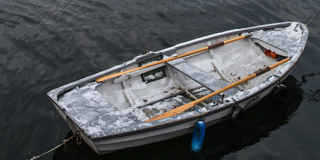 Winterly rowboat